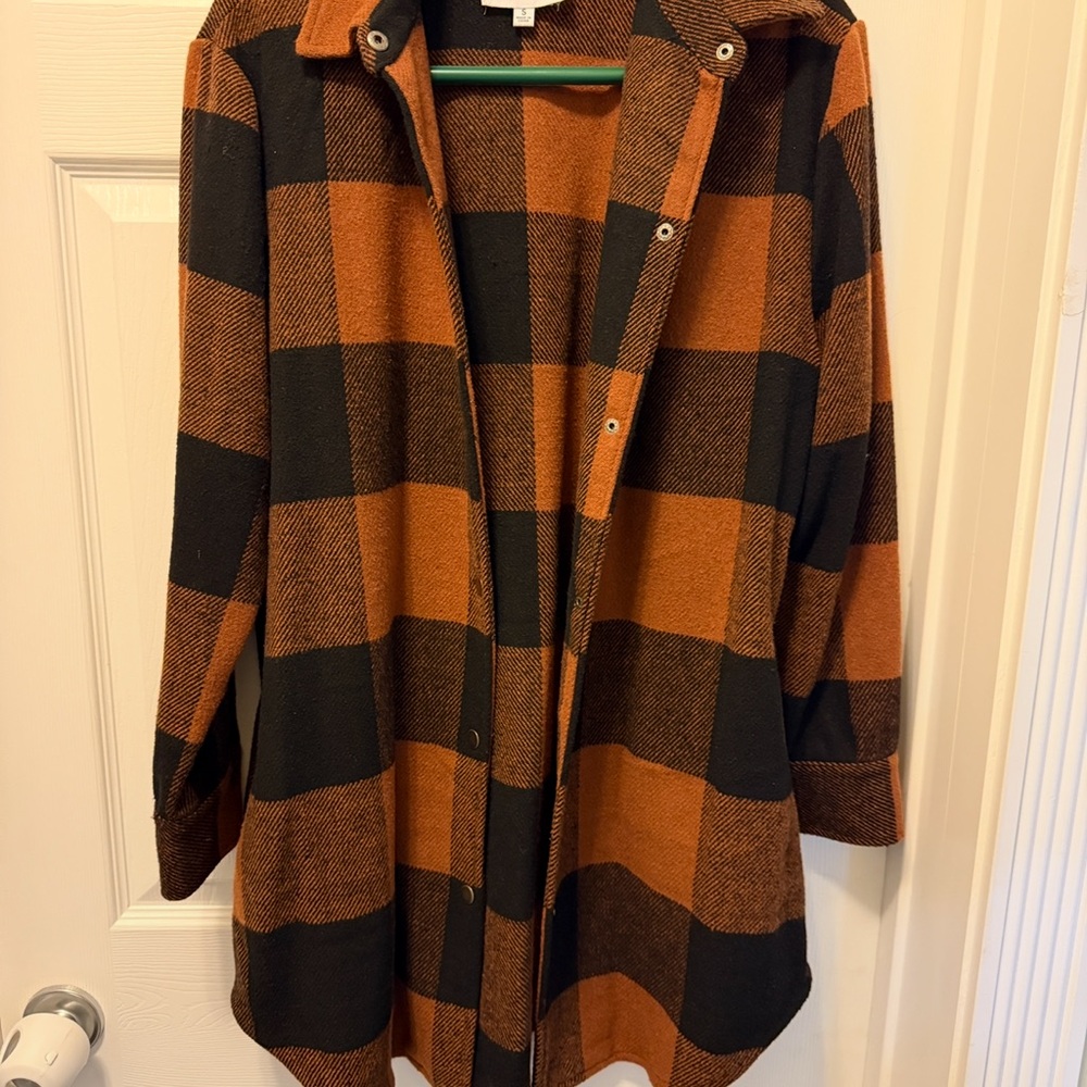 BB Dakota Eldridge Jacket Plaid Black and Orange Coat